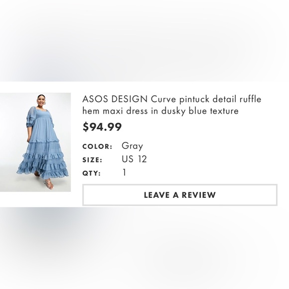 ASOS Dusty Blue ruffle maxi dress - Picture 5 of 8